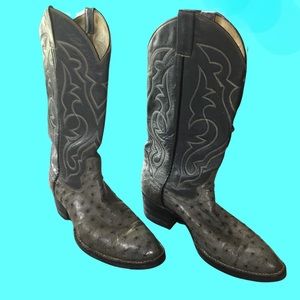 Vintage Gray Ostrich Boots